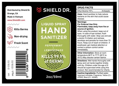 Shield Dr Hand Sanitizer Liquid Spray Label 2 (Shield Dr Hand Sanitizer Liquid Spray Label 2)